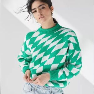 Lisa Says Gah Green and White Sweater